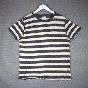 Alpha Striped Grey White Shirt Womens Medium